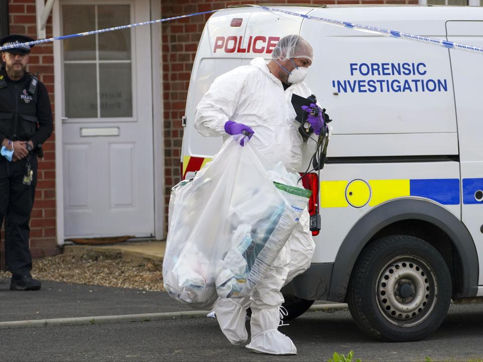 Forensic officers searched an address in Aylesham, Kent, on Saturday which police confirmed was linked to enquires over James’ death (PA)
