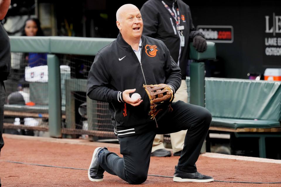 Cal Ripken Jr before the Orioles' opening day game at Camden Yards.