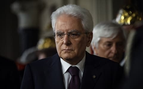 Italian President Sergio Mattarella talks to the press on May 27 - Credit: Antonio Masiello/ Getty Images Europe