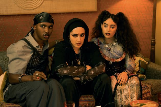 Bradley Banton as Ali, Juliette Motamed as Ayesha and Eman Alali as Farah in Season 2 of 