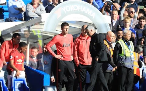 Manchester United Manager Jose Mourinho looks dejected as the game ends 2-2 - Credit: getty images