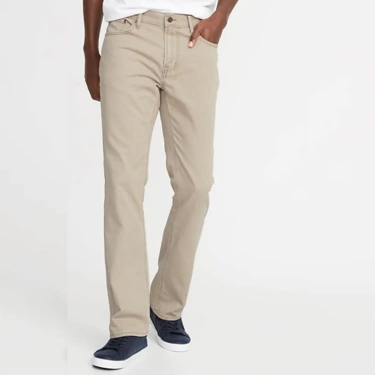 Twill Five-Pocket Boot-Cut Pants For Men. (Photo: Old Navy)