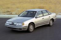 <p>Flush with cash, Ford started spreading performance across its range. It released the hot-rodded Taurus SHO for the 1989 model year with a <strong>217bhp</strong>, 3.0-litre V6 engine built by <strong>Yamaha</strong> and a five-speed manual transmission. Better brakes and suspension improvements complemented the extra power, and a subtle body kit plus model-specific alloy wheels allowed car-spotters to identify the SHO.</p><p>Like the standard Taurus, the SHO was exceptionally well received by the public and the press. <strong>15,504 units</strong> were sold in 1989 despite a base price pegged at <strong>$19,739</strong> (about $41,700/£30,100 today).</p>