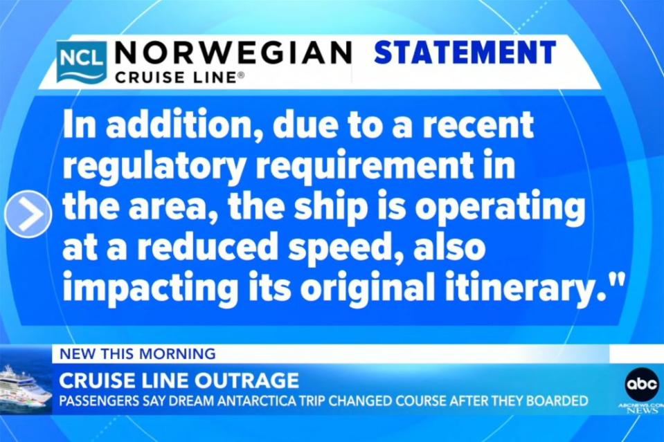 The cruise company cited regulatory changes. ABC