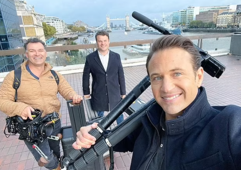 Matt Doran with his camera crew in london