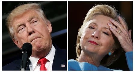 U.S. presidential candidates Donald Trump and Hillary Clinton attend campaign rallies in Ambridge, Pennsylvania, October 10, 2016 and Manchester, New Hampshire U.S., October 24, 2016 in a combination of file photos. REUTERS/Mike Segar/Carlos Barria