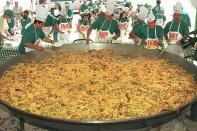 While most gigantic food creations are purely for display purposes, this enormous bowl of paella was actually served to the public in Madrid, Spain. More amazingly, it was one of seven massive plates of food that were served to 15,000 people, ensuring nobody went hungry. “Getty Images”