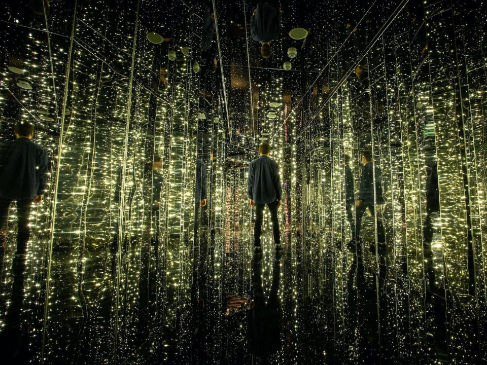 mirrored hallway with sparkling lights