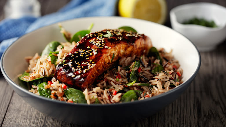 salmon over rice