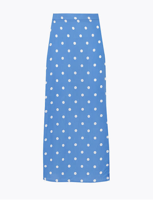 kate middleton light blue polka dot skirt