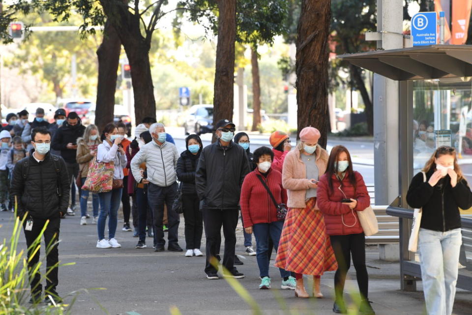 Sydney residents are coming forward in huge numbers to get vaccinated. Source: Getty