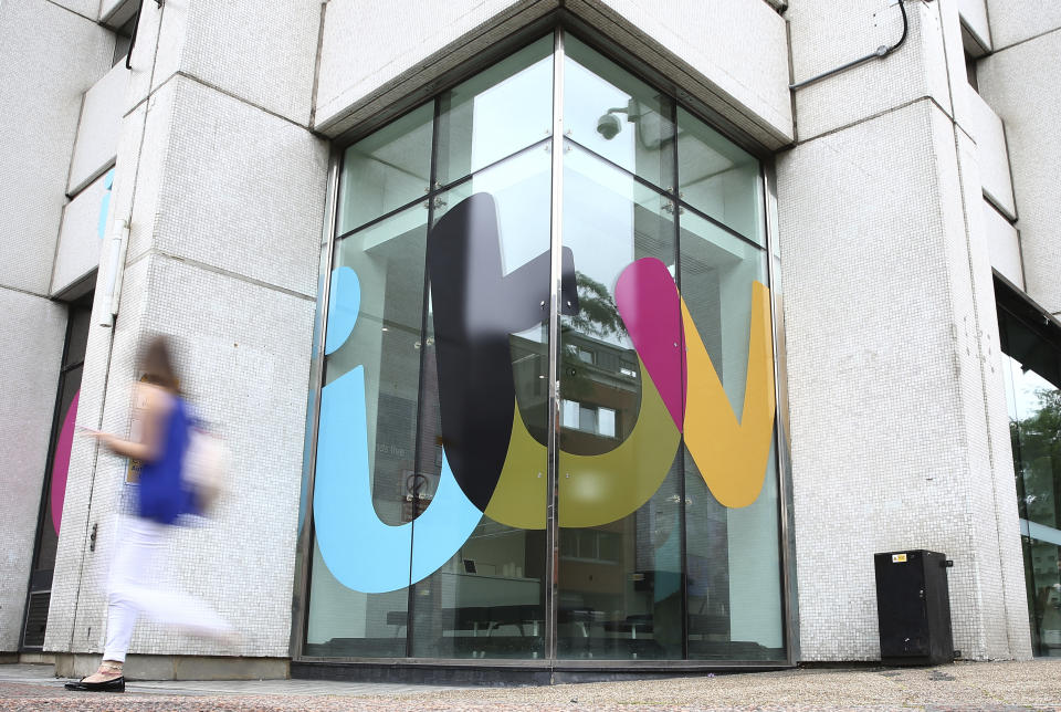 A company sign is displayed outside an ITV studio in London, Britain July 27, 2016. REUTERS/Neil Hall