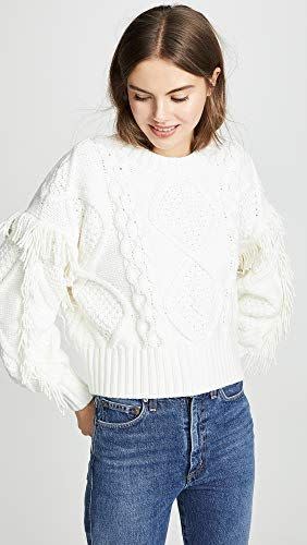 1) Line & Dot Jasper Fringe Cable Knit Sweater