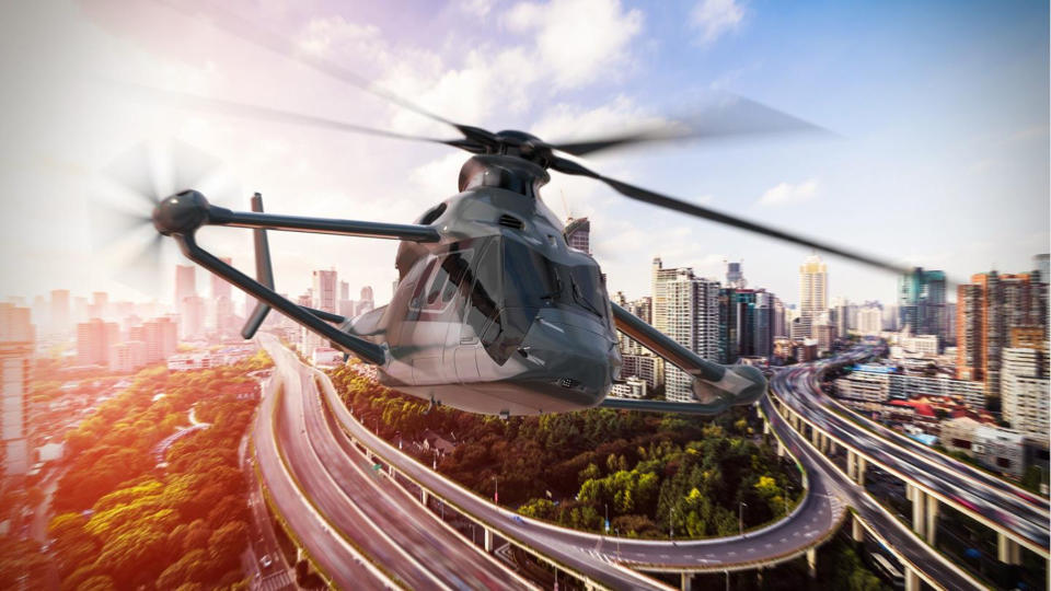 The new helicopter could reach speeds of nearly 250 mph (400 km/h), thanks to new technology and an advanced aerodynamic design. <cite>Airbus Helicopters-PAD</cite>