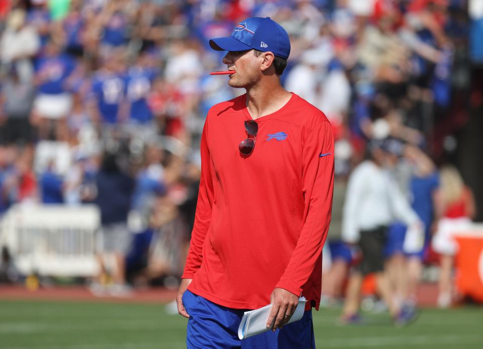 Bills offensive coordinator Ken Dorsey during training camp.