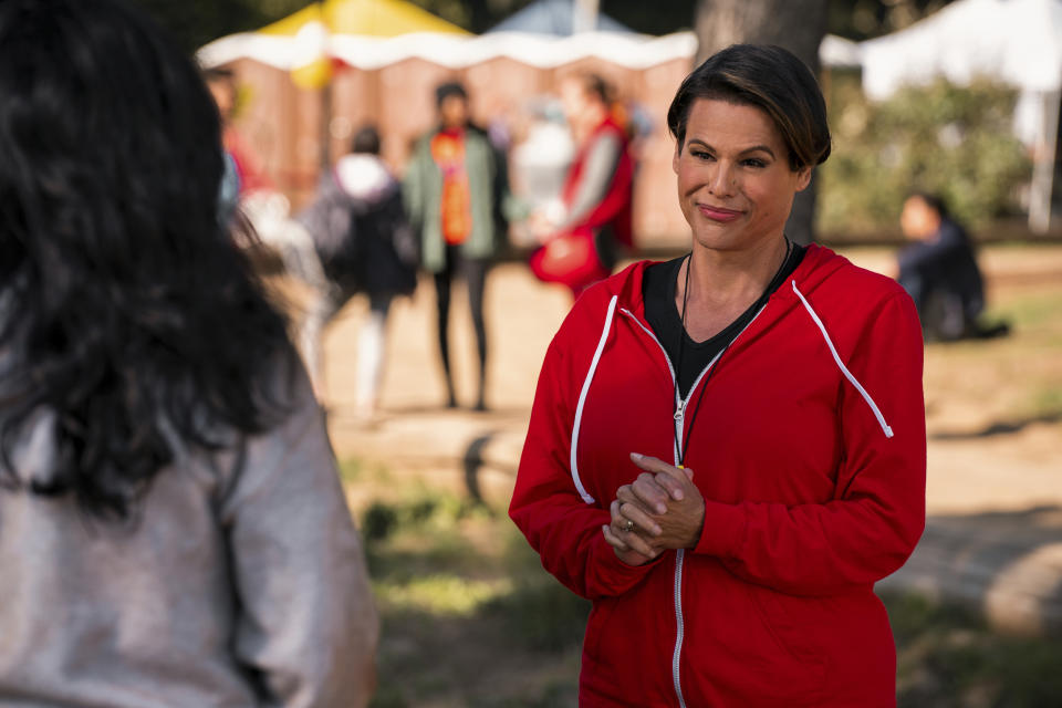 This image released by Netflix shows Alexandra Billings in a scene from "Never Have I Ever." (Isabella B. Vosmikova/Netflix via AP)