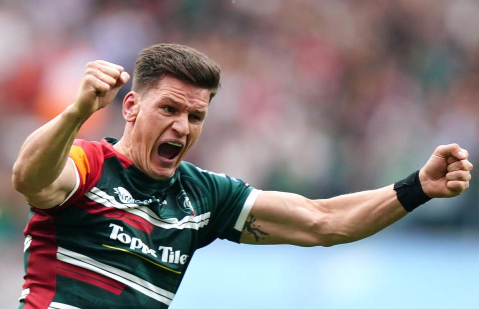 Freddie Burns’ late drop goal saw Leicester beat Saracens in a gripping Gallagher Premiership final (Mike Egerton/PA) (PA Wire)