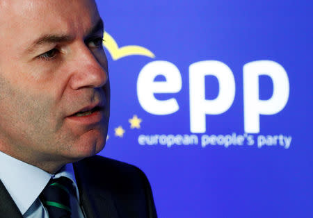 Manfred Weber, the centre-right European People's Party's lead candidate in the European Parliament elections, speaks during an interview with Reuters in Brussels, Belgium, March 22, 2019. REUTERS/Francois Lenoir