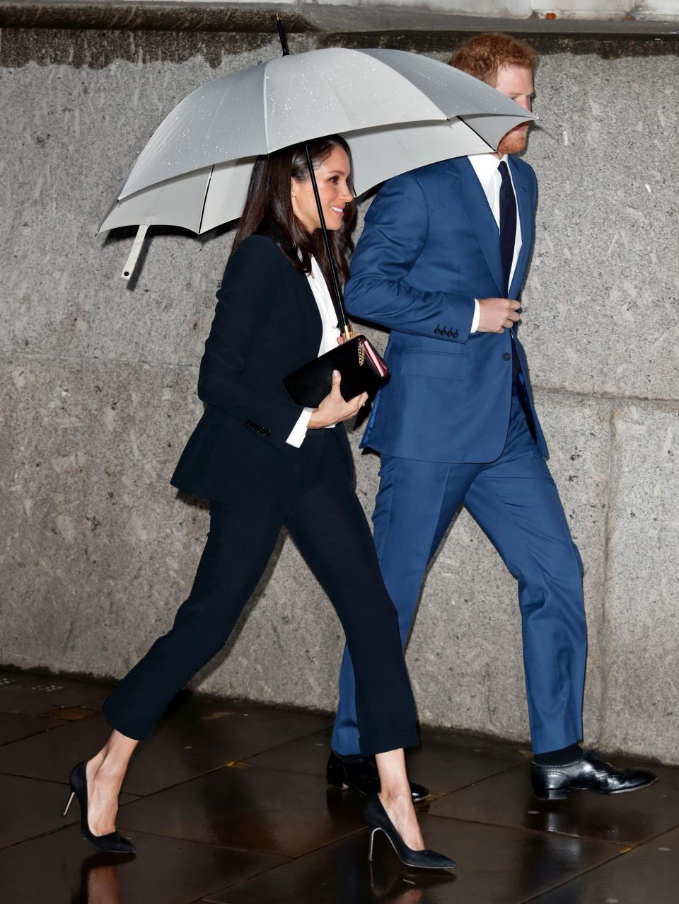 Meghan Markle wore a McQueen suit to attend the Endeavour Fund Awards in February 2018 - Getty