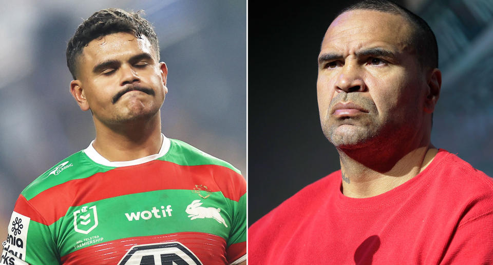 Pictured right to left, Anthony Mundine and Rabbitohs superstar Latrell Mitchell.