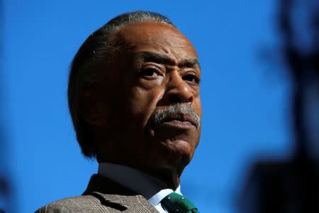 Reverend Al Sharpton delivers remarks to media regarding Sunday's presidential debate and its lack of attention on the situation in Haiti, in Manhattan, New York, U.S., October 10, 2016. REUTERS/Andrew Kelly