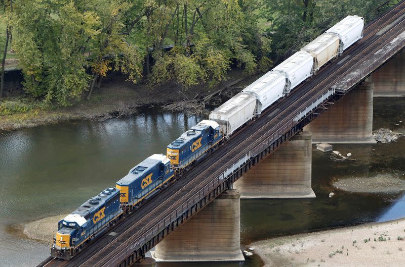 FILE PHOTO: A CSX freight train crosses the Potomac River in Harpers Ferry, West Virginia