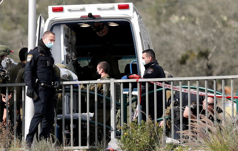 Scene of an incident near the settlement of Ariel in West Bank