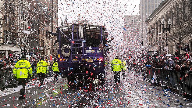 Security and confetti were prominent throughout the parade. Pic: Getty