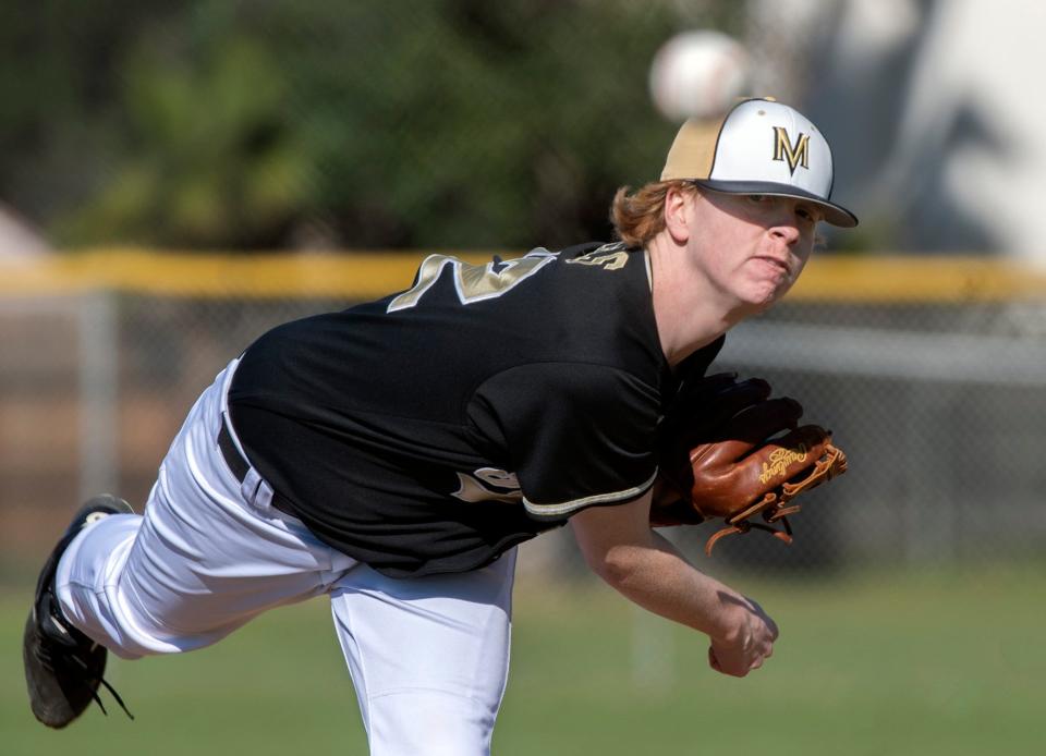 Millennium's Zachary Reyes delivers a pitch during a varsity baseball game at West High In Tracy.