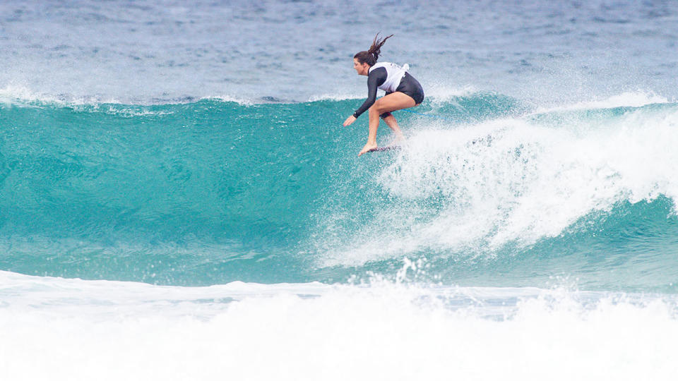 Lucy Small, pictured here in action at the Longboard Classic Galicia in 2019.