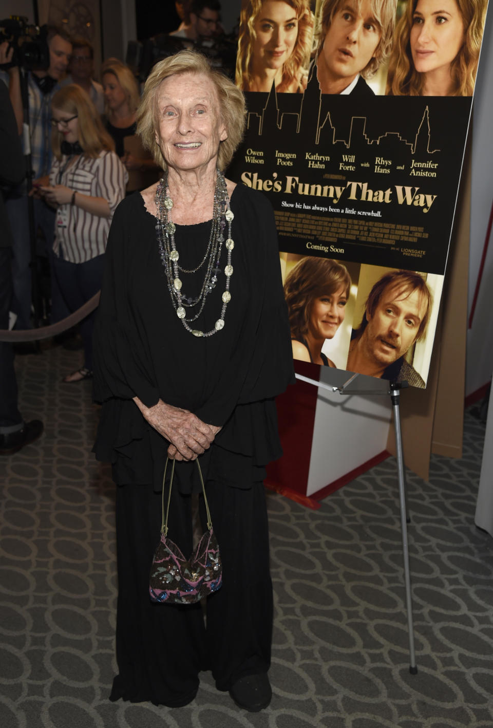 FILE - Cloris Leachman arrives at the Los Angeles premiere of "She's Funny That Way" on Aug. 19, 2015. Leachman, a character actor whose depth of talent brought her an Oscar for the "The Last Picture Show" and Emmys for her comedic work in "The Mary Tyler Moore Show" and other TV series, has died. She was 94. (Photo by Chris Pizzello/Invision/AP, File)