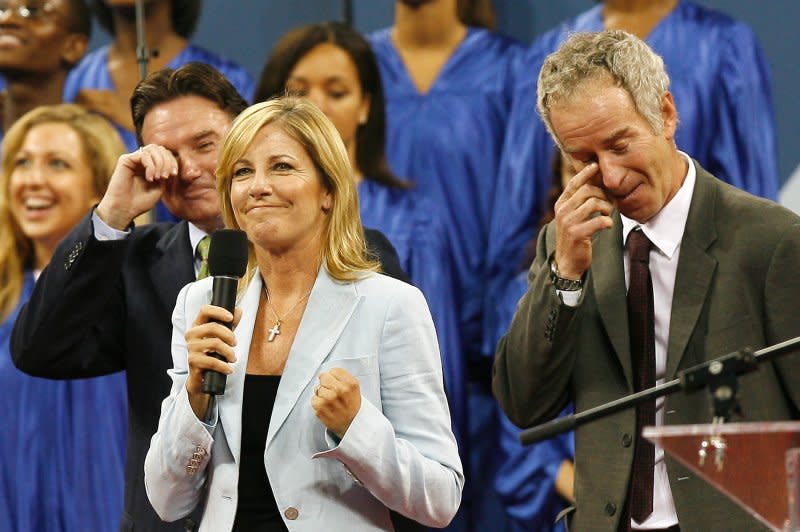Chris Evert (L) joined ESPN as a broadcaster in 2011 and has featured prominently in the network’s tennis coverage. File Photo by John Angelillo/UPI
