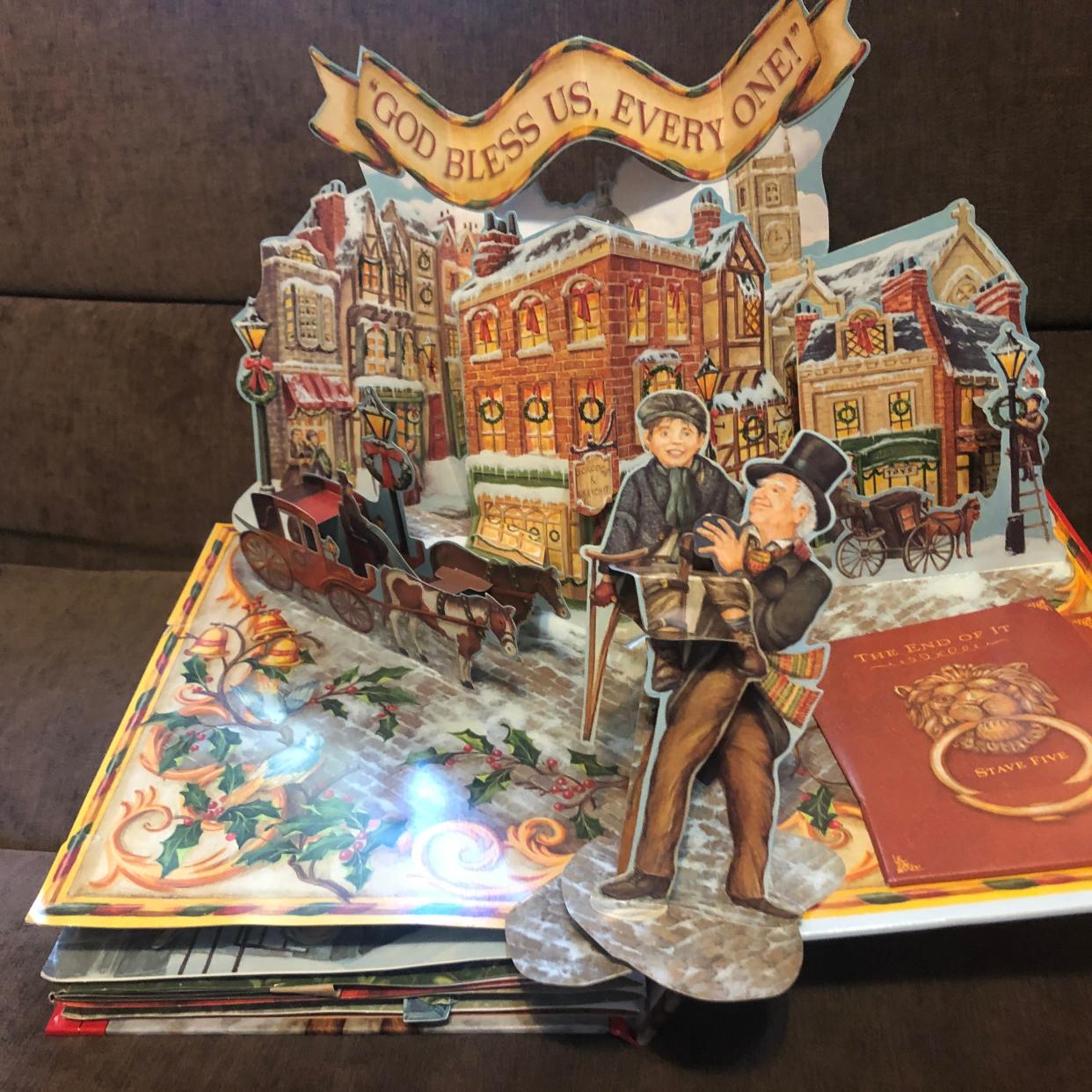 A  “pop-up” edition of "A Christmas Carol, by Charles Dickens,  illustrated by Chuck Fischer.