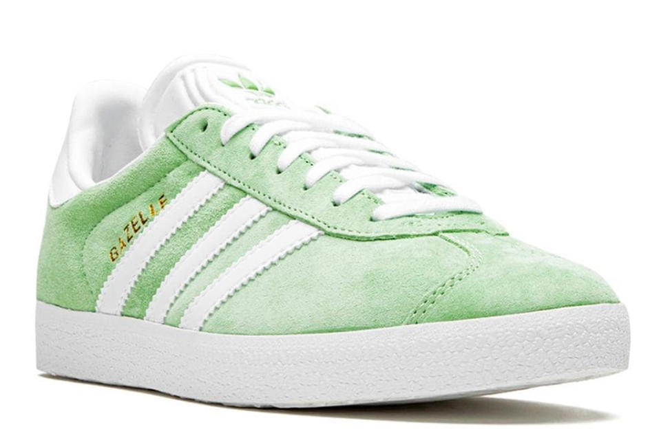 green, sneakers, white, suede, adidas