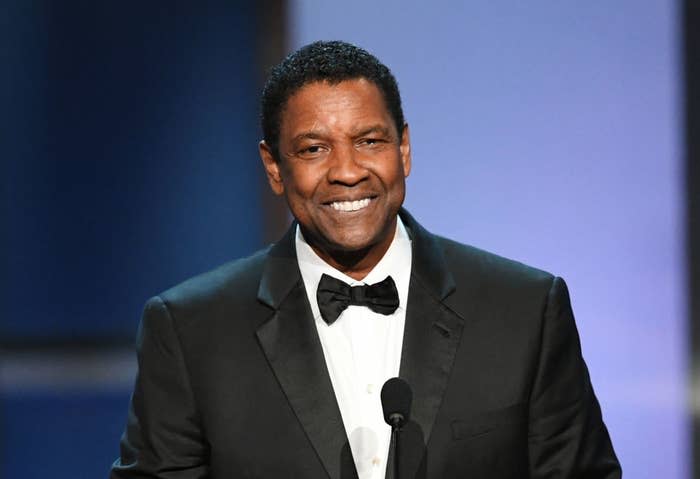 Denzel Washington accepting a lifetime achievement award