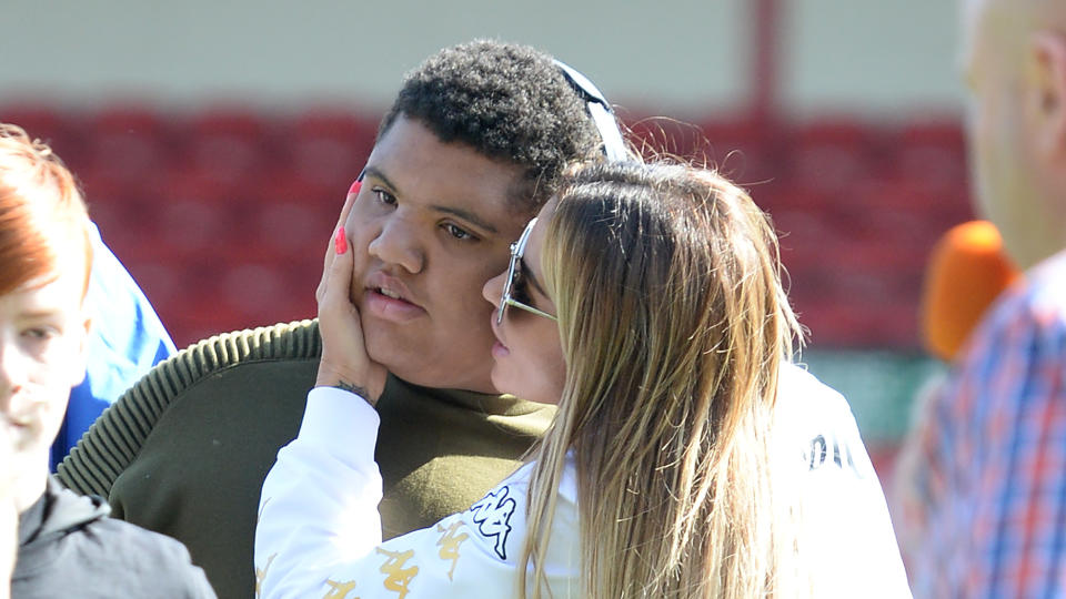 Katie Price and son Harvey attend Sellebrity Soccer Match in aid of Smile For Joel and Compton Hospice on May 13, 2017. (Photo by Eamonn M. McCormack/Getty Images)