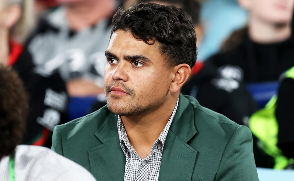 Latrell Mitchell, pictured here in the stands during a South Sydney game.