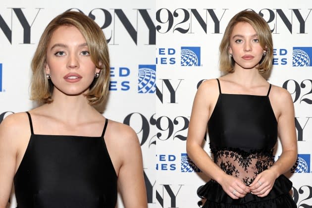Sydney Sweeney Embraces Lace in Shushu/Tong Little Black Dress With Sheer  Details While Promoting 'Immaculate