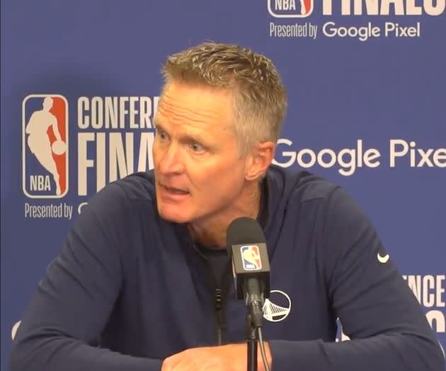 Steve Kerr's emotional speech about the Texas school shooting (Photo: Twitter)