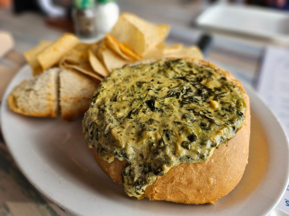 Spinach & Artichoke Dip at Beach House Waterfront Restaurant on Anna Maria Island photographed April 10, 2024.