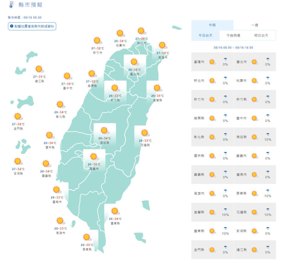 天氣概況。（圖／中央氣象局）