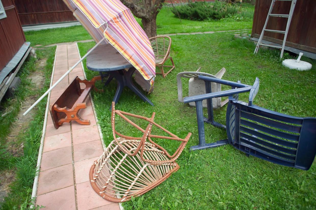 fallen outdoor furniture