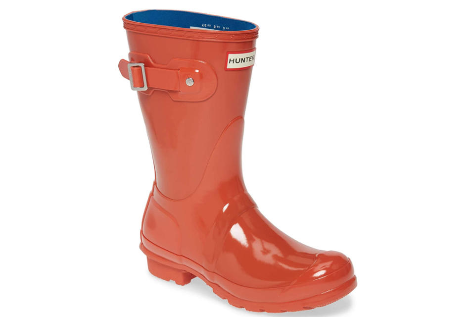 orange boots, red boots, rain boots