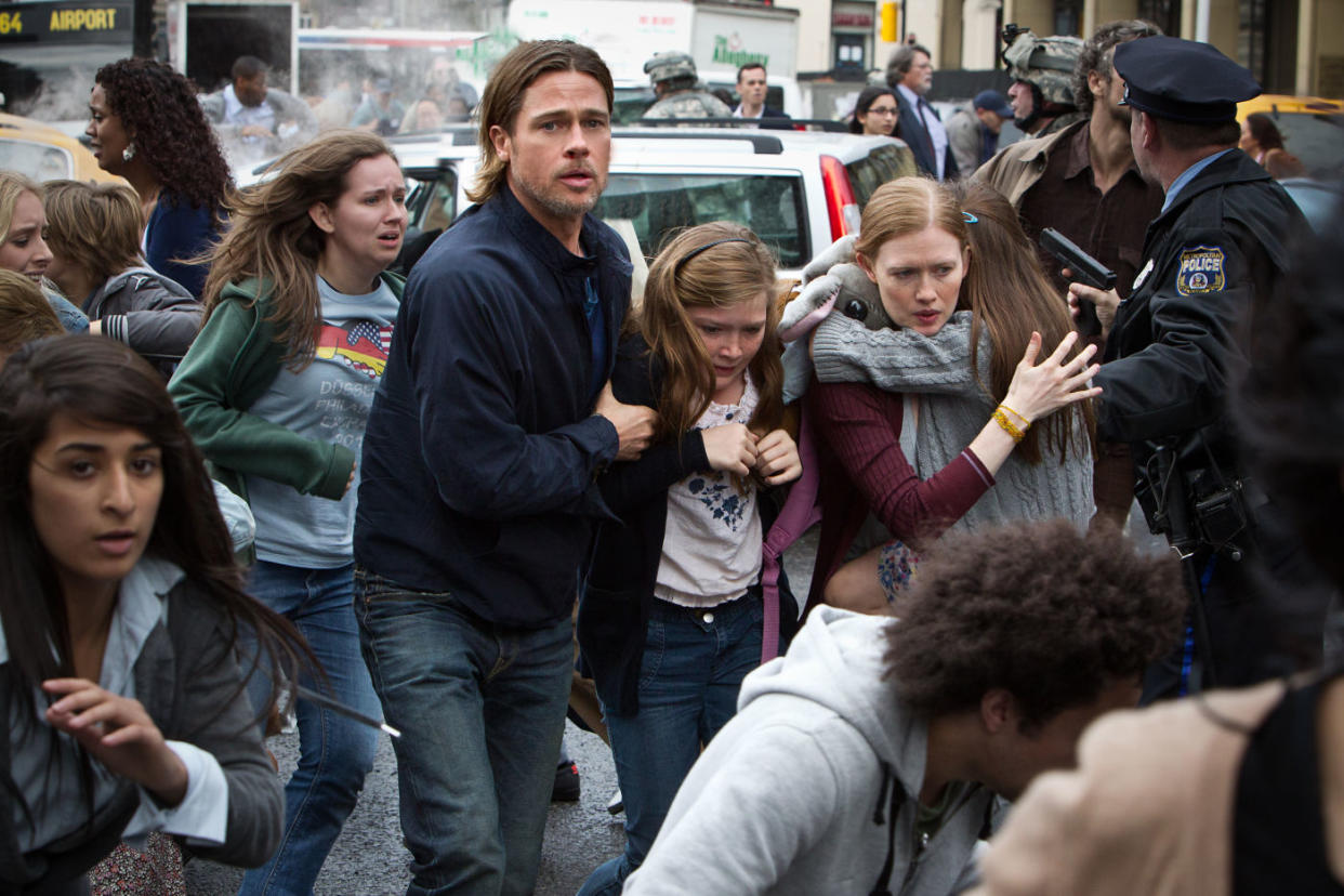 Brad Pitt vs the zombie apocalypse in 2013's 'World War Z' (credit: Paramount)