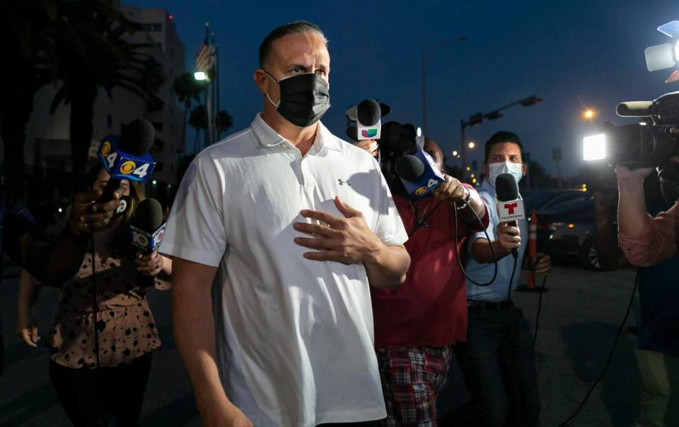 Frank Artiles leaves the Turner Guilford Knight Correctional Center in Miami, Florida, on Thursday, March 18, 2021. Artiles posted $5,000 bail after facing charges relating to a 2020 Senate District 37 campaign.