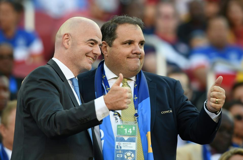 FIFA president Gianni Infantino (left) and CONCACAF president Victor Montagliani at the 2017 Gold Cup final. (Getty)
