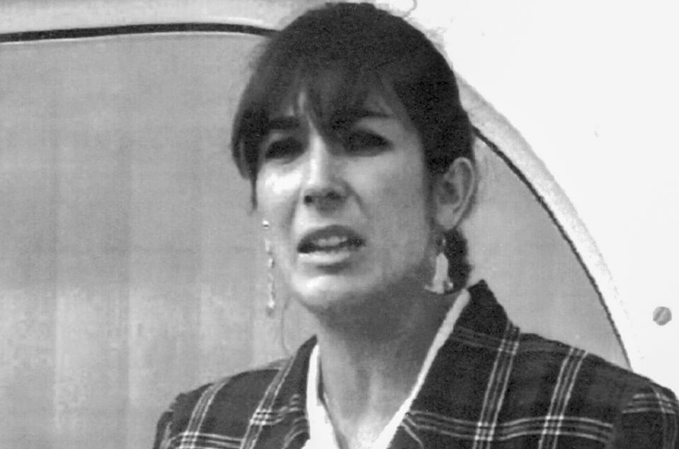 FILE - Ghislaine Maxwell, daughter of late British publisher Robert Maxwell, reads a statement expressing her family's gratitude to Spanish authorities after recovery of his body, Nov. 7, 1991. On Wednesday, Dec. 29, 2021, Maxwell was convicted of helping American financier Jeffrey Epstein sexually abuse teenage girls. (AP Photo/Dominique Mollard, File)