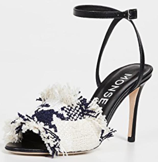 <p>Monse Strappy Tweed Sandals, $590, <a href="https://rstyle.me/+jgEvEJrxJxxqspL4C-fdBA" rel="nofollow noopener" target="_blank" data-ylk="slk:available here;elm:context_link;itc:0;sec:content-canvas" class="link ">available here</a>.</p>