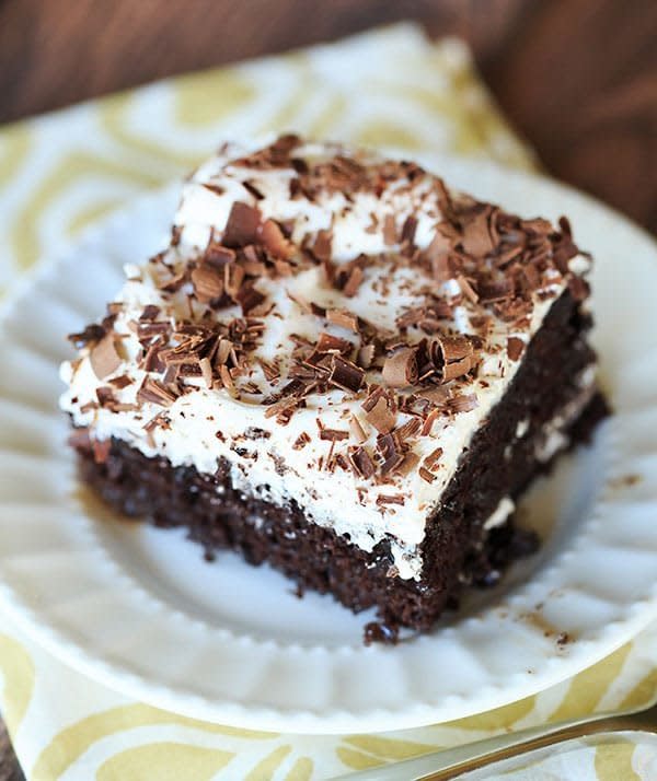 <strong>Get the&nbsp;<a href="https://www.browneyedbaker.com/chocolate-mudslide-poke-cake/" target="_blank">Chocolate Mudslide Poke Cake</a> recipe from Brown Eyed Baker</strong>