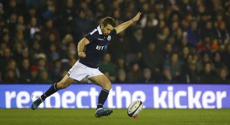 Britain Rugby Union - Scotland v Argentina - Murrayfield, Edinburgh, Scotland - 19/11/16 Scotland's Greig Laidlaw kicks a penalty Reuters / Russell Cheyne Livepic